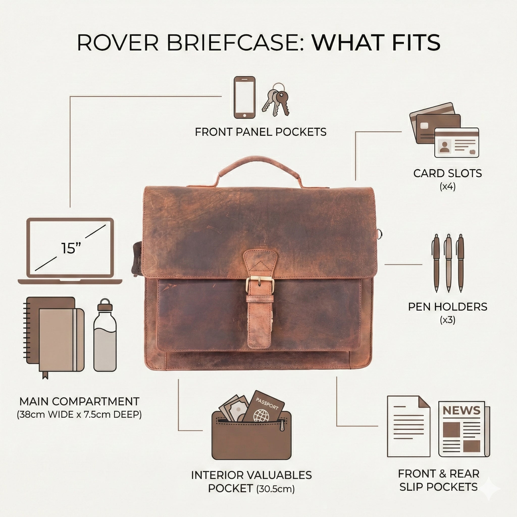 Leather Briefcase Rover